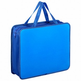 Папка-сумка на молнии ПИФАГОР, А4, 325х230х75 мм, пластик, синий