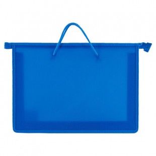 Папка-сумка на молнии ПИФАГОР, А4, 335х235х55 мм, пластик, синий