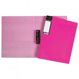 Папка с прижимом HATBER "HD Неоновый", А4, 21 мм, 600 мкм, внутренним карман, пластик, розовый