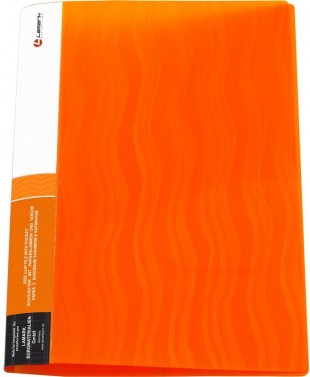 Папка с прижимом LAMARK "Волна", А4, 18 мм, 600 мкм, пластик, оранжевый