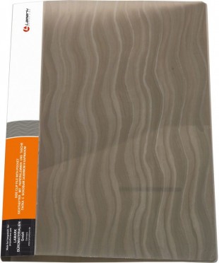 Папка с прижимом LAMARK "Волна", А4, 18 мм, 600 мкм, пластик, серый