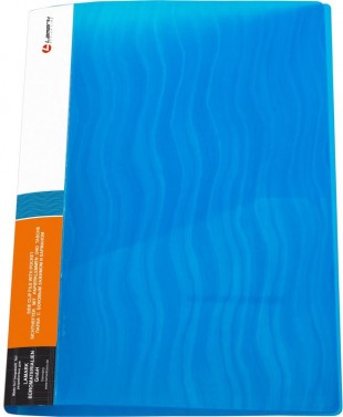 Папка с прижимом LAMARK "Волна", А4, 18 мм, 600 мкм, пластик, синий