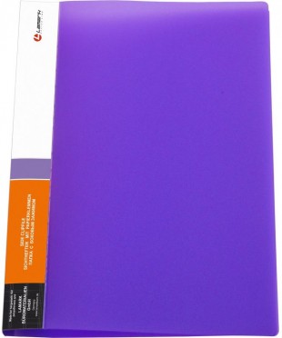 Папка с прижимом LAMARK "Neon", А4, 18 мм, 600 мкм, пластик, фиолетовый