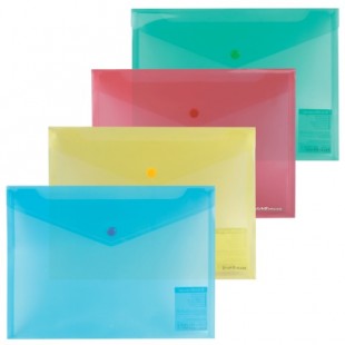 Папка-конверт на кнопке ERICH KRAUSE "Envelope Folder", B5, 140 мкм, прозрачный микс