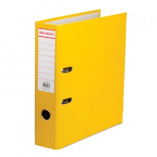 Папка-регистратор BRAUBERG, 75 мм, пластик, желтый
