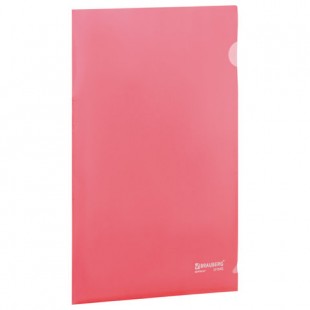 Папка-уголок BRAUBERG, А4, 150 мкм, прозрачный красный