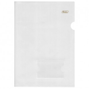 Папка-уголок с карманом для визитки HATBER, А4, 180 мкм, прозрачный