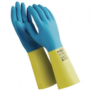 Перчатки защитные MANIPULA "Союз", размер M, каучук, желтый/синий