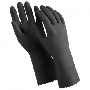 Перчатки защитные MANIPULA "КЩС-1", размер L, каучук, черный