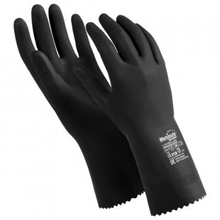 Перчатки защитные MANIPULA "КЩС-2", размер L, каучук, черный