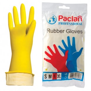 Перчатки латексные PACLAN "Professional", размер L, желтый, комплект 2 штуки