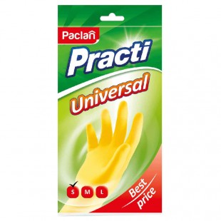 Перчатки латексные PACLAN "Practi Universal", размер S, желтый, комплект 2 штуки