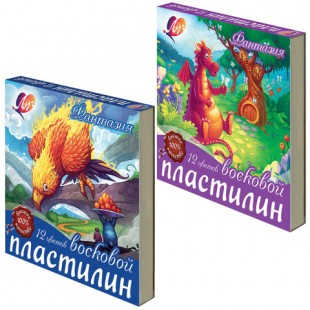 Пластилин восковой ЛУЧ "Фантазия", 12 цветов, 210 г, стек
