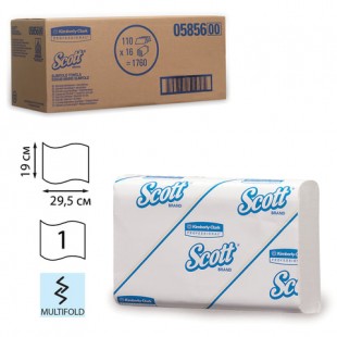 Полотенца бумажные листовые KIMBERLY-CLARK "Scott", Z-сложение, 29,5х19 см, 110 л х 16 штук, белый