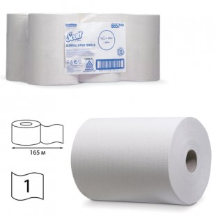 Полотенца бумажные на втулке KIMBERLY-CLARK "Scott", 165 м х 6 штук, белый