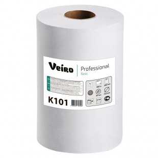 Полотенца бумажные на втулке VEIRO "Basic", 180 м х 6 штук, натуральный цвет