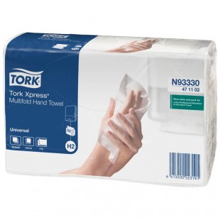 Полотенца бумажные листовые TORK "Universal", Z-сложение, 23,4х21,3 см, 190 л, 2-слойные, натуральный белый