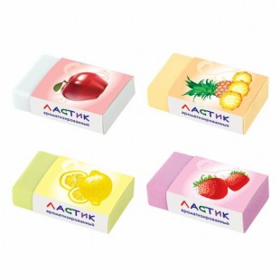 Резинка стирательная ПИФАГОР "Фруктовая", 35х21х9 мм, ассорти