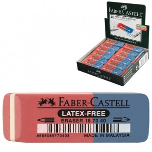 Резинка стирательная FABER-CASTELL "7070", 50x18x8 мм, красно-синий