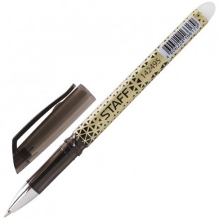 Ручка "Пиши-стирай" гелевая STAFF, хромированные детали, узел 0,7 мм, линия 0,5 мм, черная, 92
