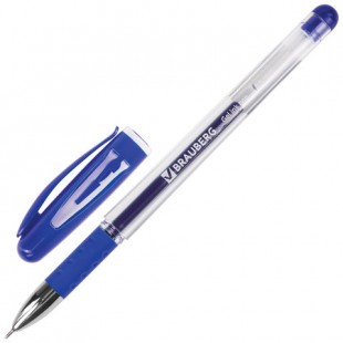 Ручка гелевая BRAUBERG "Geller", грип, игольчатый узел 0,5 мм, синий