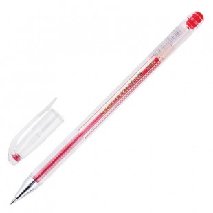 Ручка гелевая CROWN "Hi-Jell", узел 0,5 мм, пластик, красный