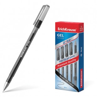 Ручка гелевая ERICH KRAUSE "G-Ice", игольчатый узел 0,5 мм, пластик, черный