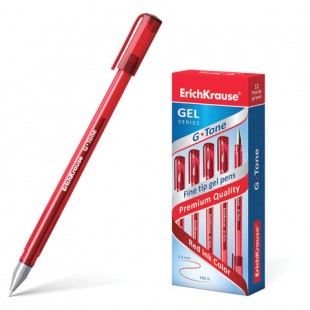 Ручка гелевая ERICH KRAUSE "G-Tone", узел 0,5 мм, пластик, красный