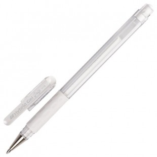 Ручка гелевая PENTEL "Hybrid Gel Grip", грип, узел 0,8 мм, пластик, белый