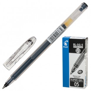 Ручка гелевая PILOT "Super Gel", узел 0,5 мм, пластик, черный