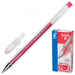 Ручка гелевая PILOT "G-1”, узел 0,5 мм, пластик, пластик, красный