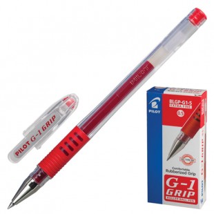 Ручка гелевая PILOT "G-1 Grip", грип, узел 0,5 мм, красный