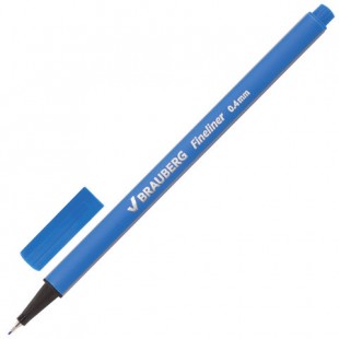 Ручка капиллярная BRAUBERG "Aero", 0,4 мм, металлический наконечник, трехгранная, голубая, 142259