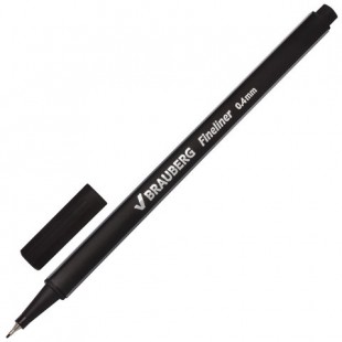 Ручка капиллярная BRAUBERG "Aero", 0,4 мм, металлический наконечник, трехгранная, черная, 142252