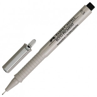 Ручка капиллярная FABER-CASTELL "Ecco Pigment", толщина письма 0,3 мм, корпус серый, черная, 166399