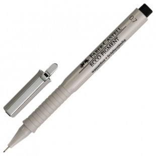 Ручка капиллярная FABER-CASTELL "Ecco Pigment", толщина письма 0,7 мм, корпус серый, черная, 166799