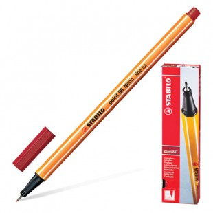 Ручка капиллярная STABILO "Point", толщина письма 0,4 мм, темно-красная, 88/50