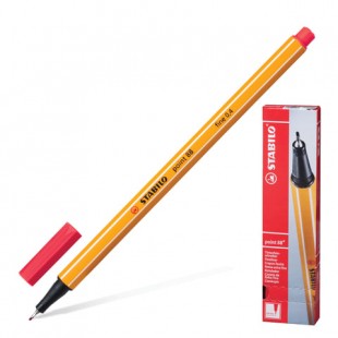 Ручка капиллярная STABILO "Point", толщина письма 0,4 мм, цвет неоновый красный, 88/040