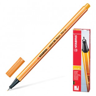 Ручка капиллярная STABILO "Point", толщина письма 0,4 мм, цвет неоновый оранжевый, 88/054