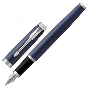 Ручка перьевая PARKER "IM Core Matte Blue CT", корпус темно-синий, латунь, матовый лак, хром, 1931647, синяя