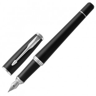 Ручка перьевая PARKER "Urban Core Muted Black CT", корпус черный, латунь, матовый лак, хром,1931592, синяя