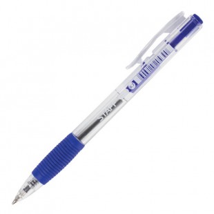 Ручка шариковая автоматическая STAFF, грип, узел 0,7 мм, синий