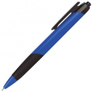 Ручка шариковая автоматическая BRAUBERG "Booster", грип, игольчатый узел 0,7 мм, трехгранная, синий