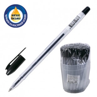 Ручка шариковая СТАММ "VeGa Black", узел 1,2 мм, пластик, черный