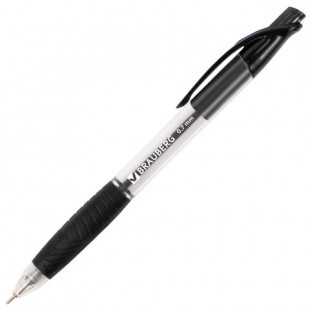 Ручка шариковая автоматическая BRAUBERG "Metropolis", грип, игольчатый узел 0,7 мм, черный
