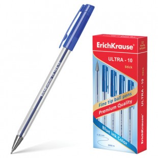 Ручка шариковая масляная ERICH KRAUSE "Ultra L-10", игольчатый узел 0,7 мм, пластик, синий