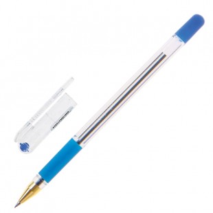 Ручка шариковая масляная MUNHWA "MC Gold", грип, узел 0,5 мм, пластик, синий