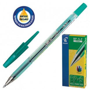 Ручка шариковая масляная PILOT "BP-S-F", узел 0,7 мм, пластик, зеленый