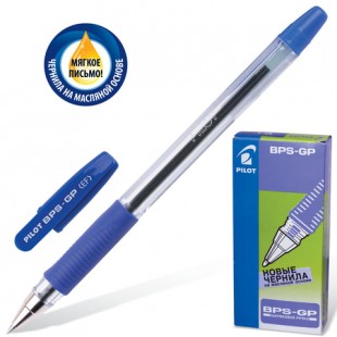 Ручка шариковая масляная PILOT "BPS-GP-EF-L", грип, узел 0,5 мм, синий