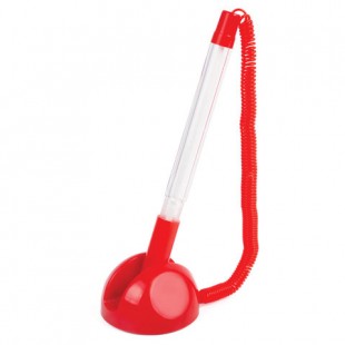 Ручка шариковая настольная BRAUBERG "СТЕНД-ПЕН", на пружинке, с клейким основанием, цвет корпуса красный, синяя, 141349